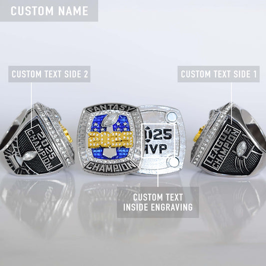 Flagship 2025 Fantasy League Champion CUSTOM NAME (2 Sides and Inside) - FoxRings Exclusive - FFL Football Championship Ring