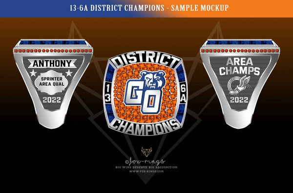 13 - 6A District Area (2022) Championship Track Ring - Fox - Rings