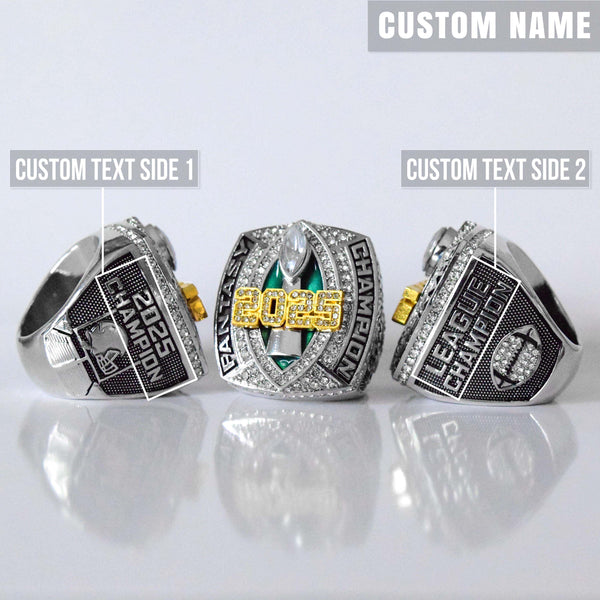 Fantasy 2025 GRIDIRON League Champion - CUSTOM NAME (2 Custom Sides)- FoxRings Exclusive - FFL Football Championship Ring