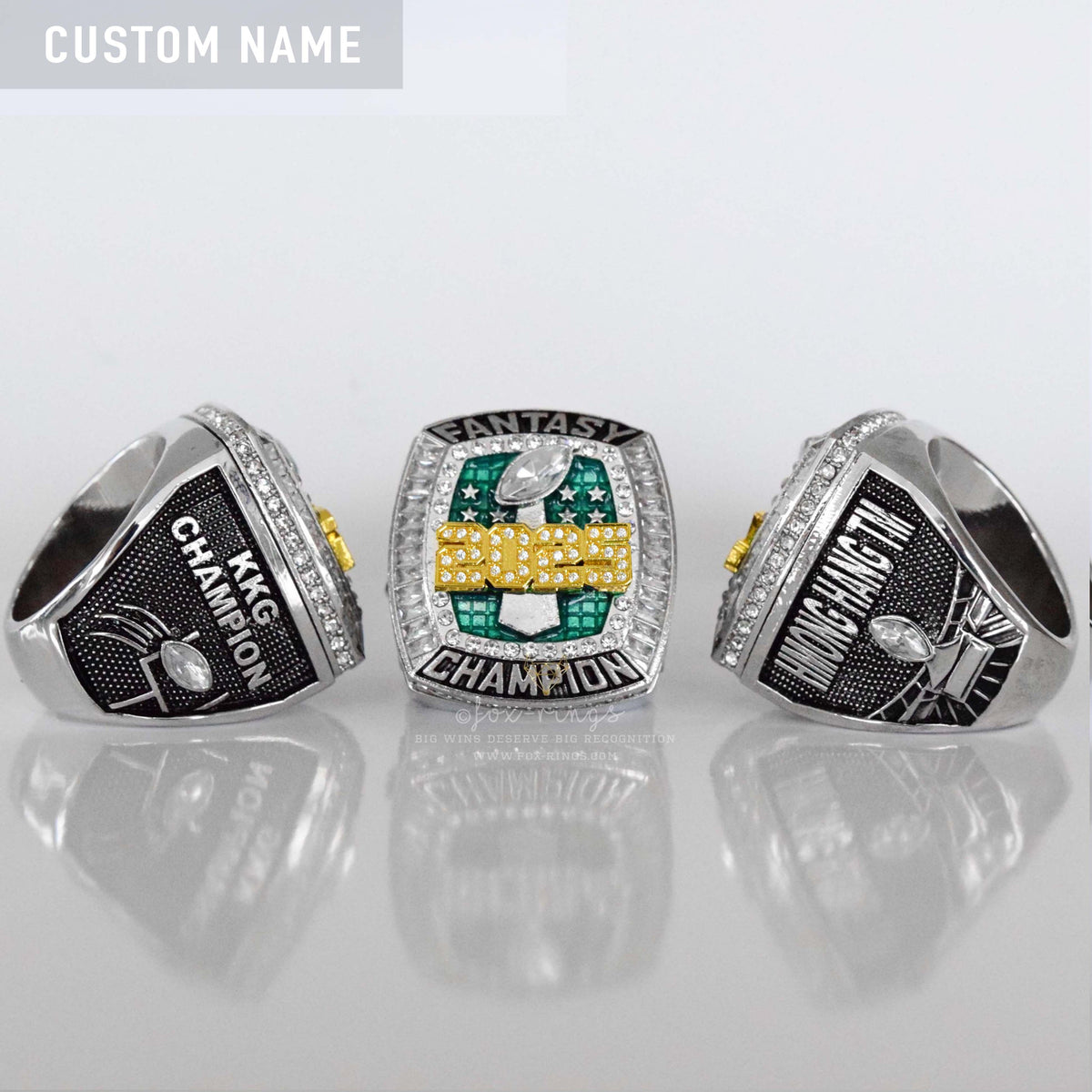 Flagship 2025 Fantasy League Champion CUSTOM NAME (2 Custom Sides) - FoxRings Exclusive - FFL Football Championship Ring