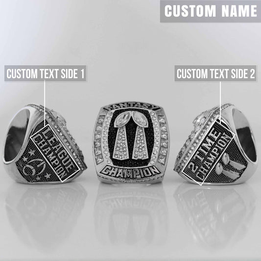 2 Time Fantasy League Champion CUSTOM NAME (2 Custom Sides) - FoxRings Exclusive - Back to Back FFL Football Championship Ring