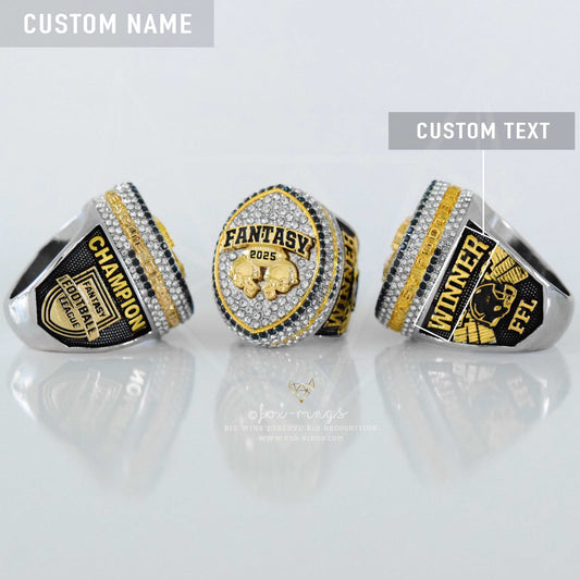 Fantasy Football League (2025) - CUSTOM NAME Championship Ring (Football Helmets Design)
