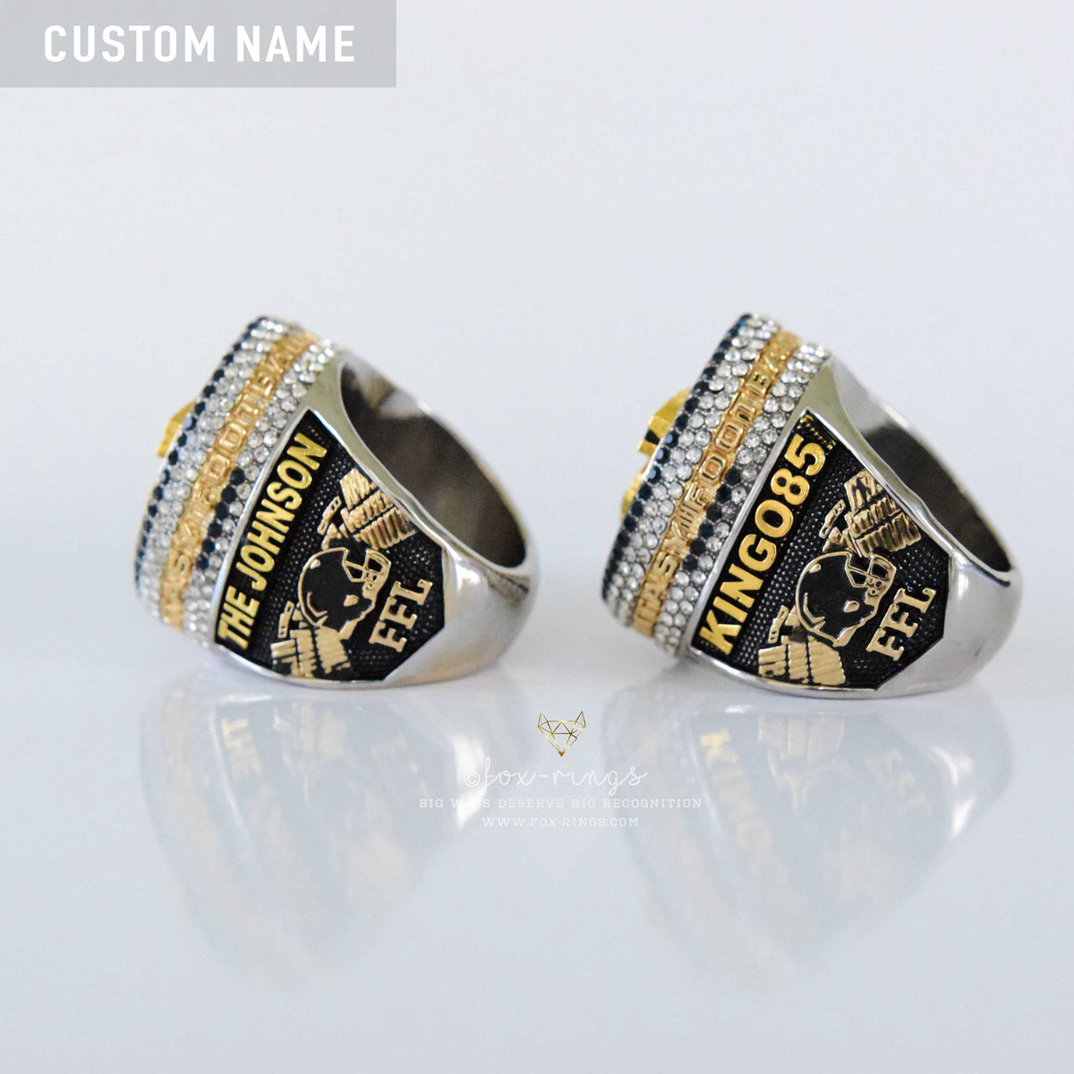 Fantasy Football League (2025) - CUSTOM NAME Championship Ring (Football Helmets Design)