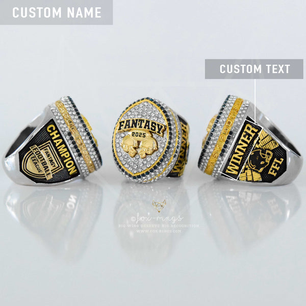 Fantasy Football League (2025) - CUSTOM NAME Championship Ring (Football Helmets Design)