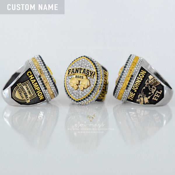 Fantasy Football League (2025) - CUSTOM NAME Championship Ring (Football Helmets Design)