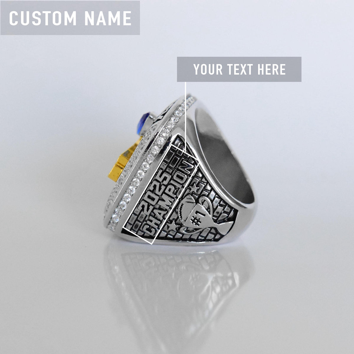 2025 Fantasy League Champion (Elite Design) Championship Ring CUSTOM NAME (2 Custom Sides) - FoxRings Exclusive FFL Football