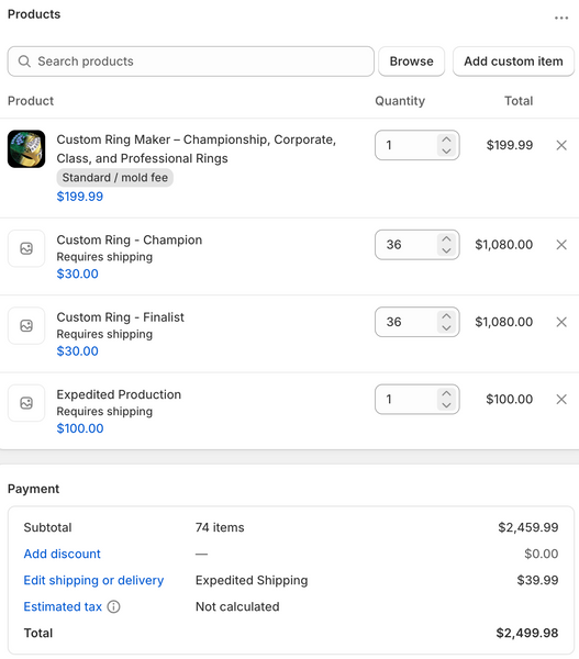 President's Tournament 2026 - Ring Order