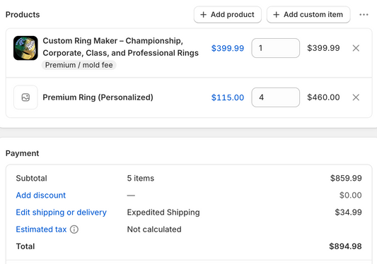 Overaa Construction - 2026 Ring Order (4 Rings)