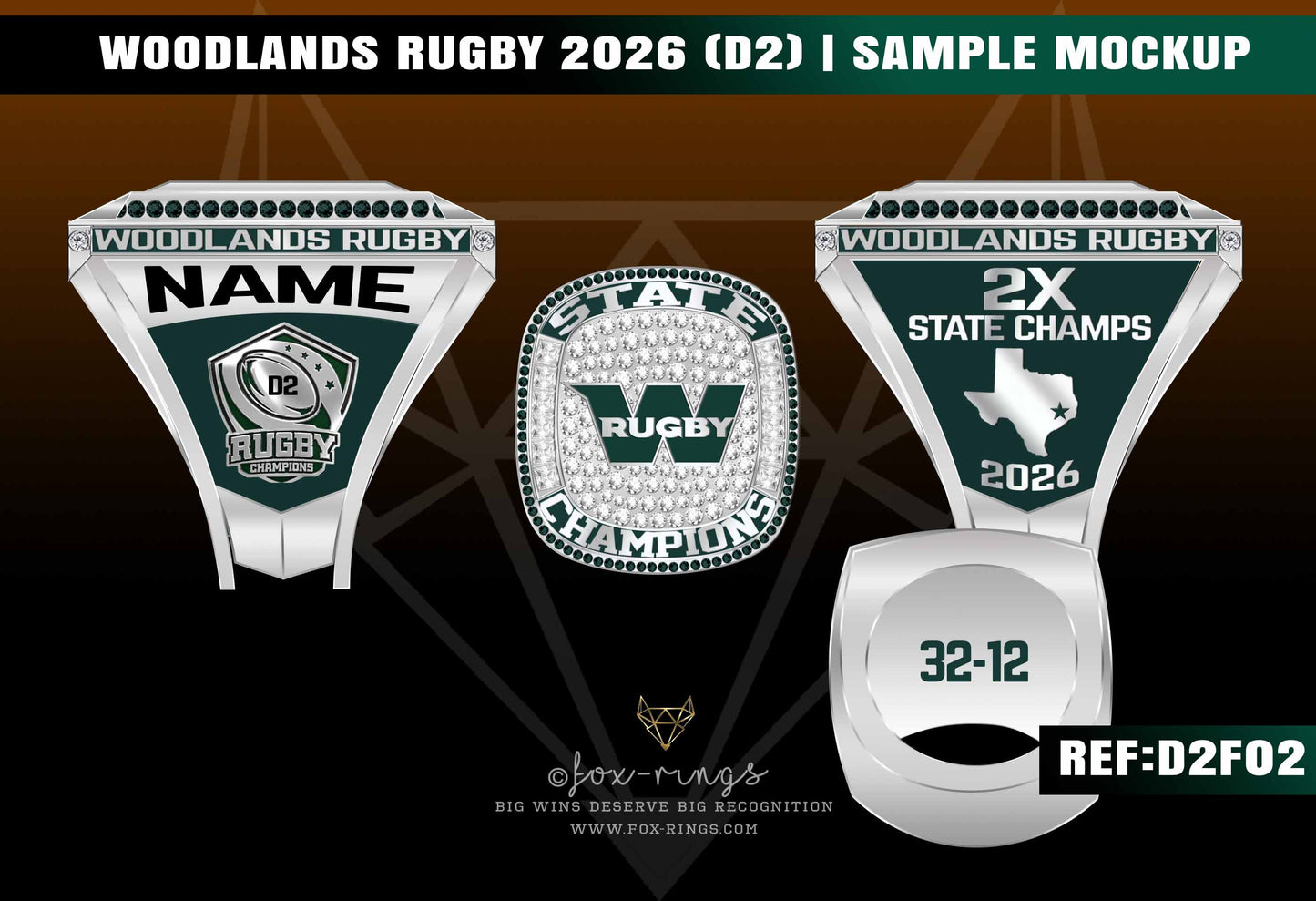 Woodlands Rugby 2026 Championship Ring