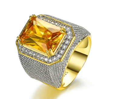 Bishop Ring (Stainless Steel) Orange Zircon Gemstone - Fox - Rings
