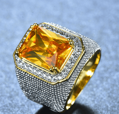 Bishop Ring (Stainless Steel) Orange Zircon Gemstone - Fox - Rings