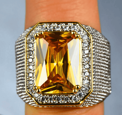 Bishop Ring (Stainless Steel) Orange Zircon Gemstone - Fox - Rings