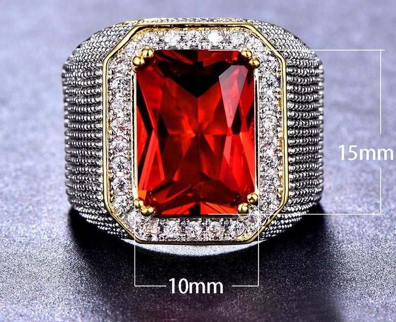 Bishop Ring (Stainless Steel) Red Zircon Gemstone - Fox - Rings