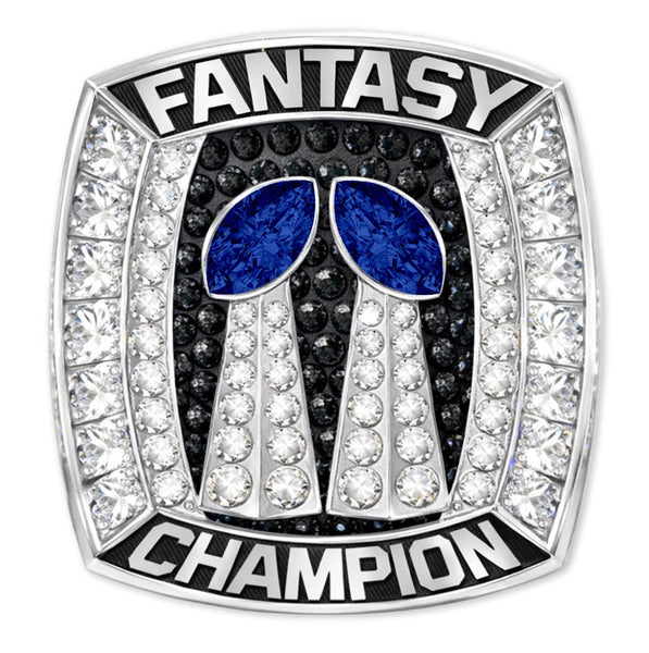 2 Time Fantasy League Champion CUSTOM NAME (2 Custom Sides and Football Diamond)- FoxRings Exclusive - Back to Back FFL Football Championship Ring