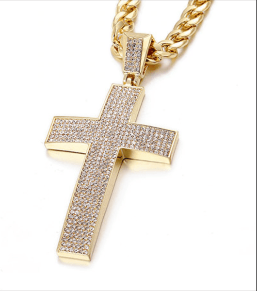 Cubic Zirconia Jesus Cross Necklace (Iced Out Tennis Chain) - Fox - Rings