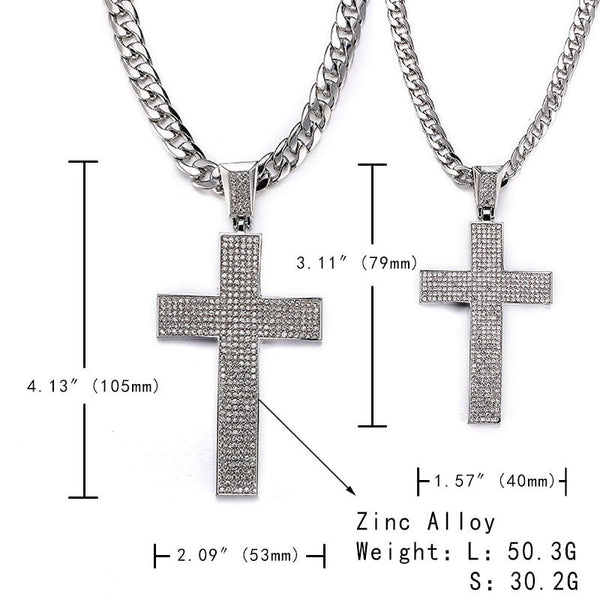 Cubic Zirconia Jesus Cross Necklace (Iced Out Tennis Chain) - Fox - Rings