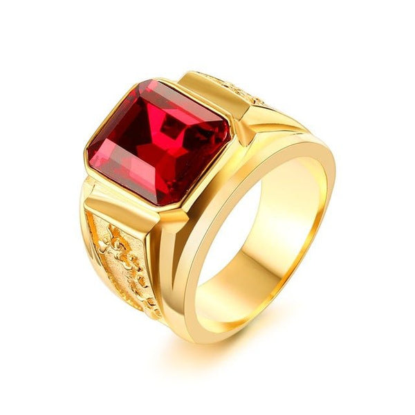 Elegant Golden Dragon Signet Rhinestone Ring (Stainless Steel) - Fox - Rings