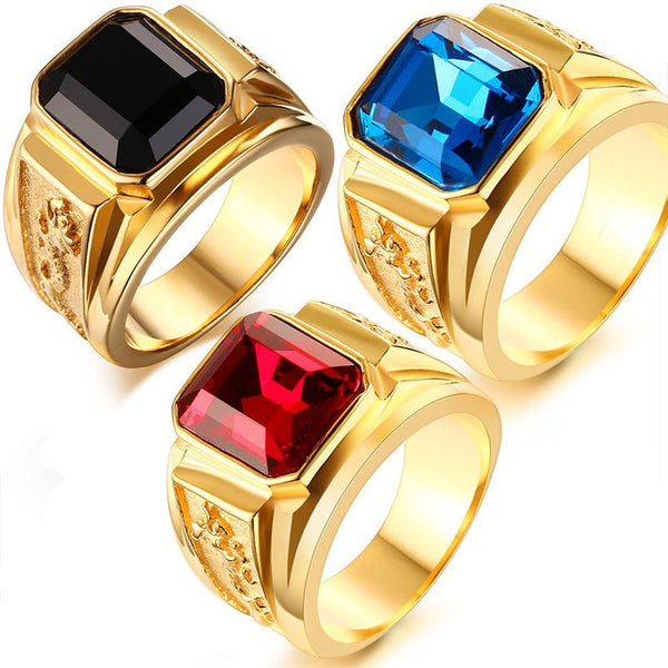 Elegant Golden Dragon Signet Rhinestone Ring (Stainless Steel) - Fox - Rings