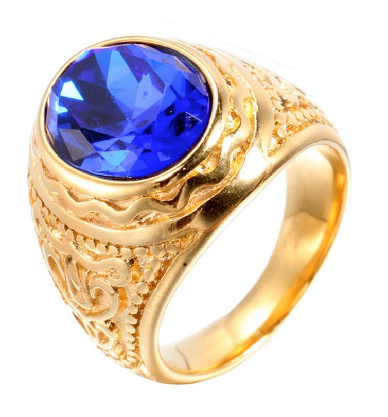 Elegant Round Bishop (Red Ruby) Gold Ring - Fox - Rings