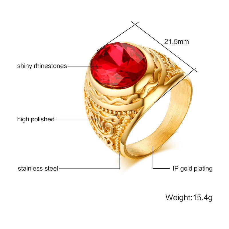 Elegant Round Bishop (Red Ruby) Gold Ring - Fox - Rings