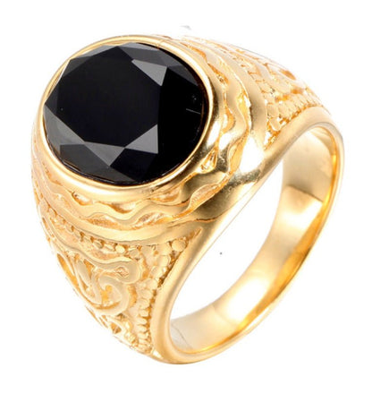 Elegant Round Bishop (Red Ruby) Gold Ring - Fox - Rings