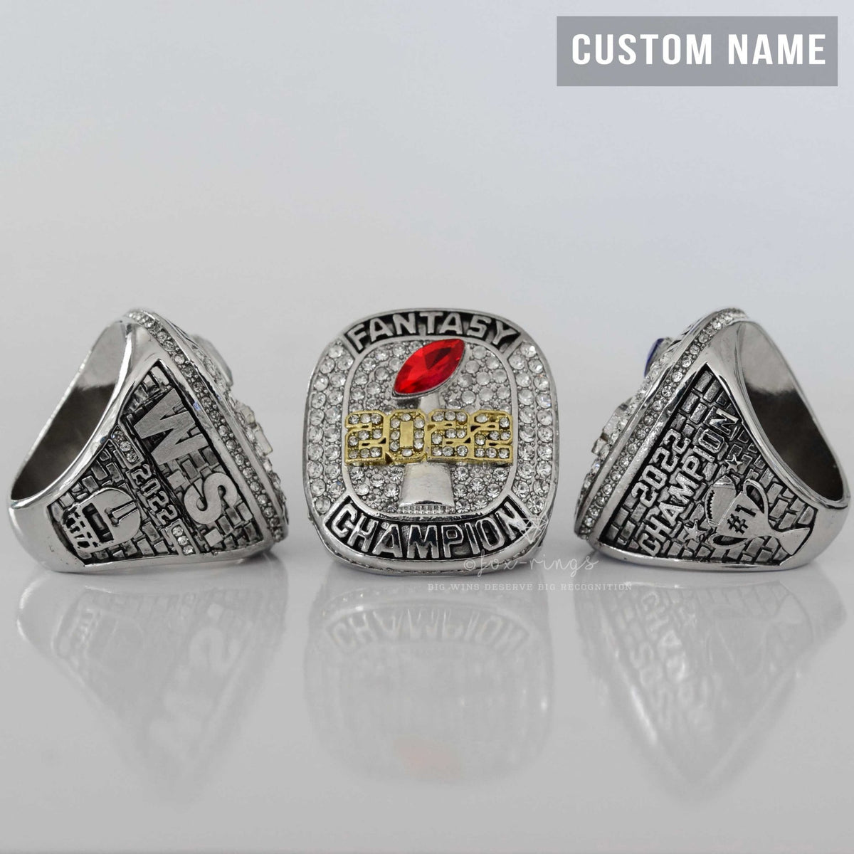 Fantasy 2022 League Champion (Elite Design) CUSTOM NAME - FoxRings Exclusive - FFL Football Championship Ring - Fox - Rings