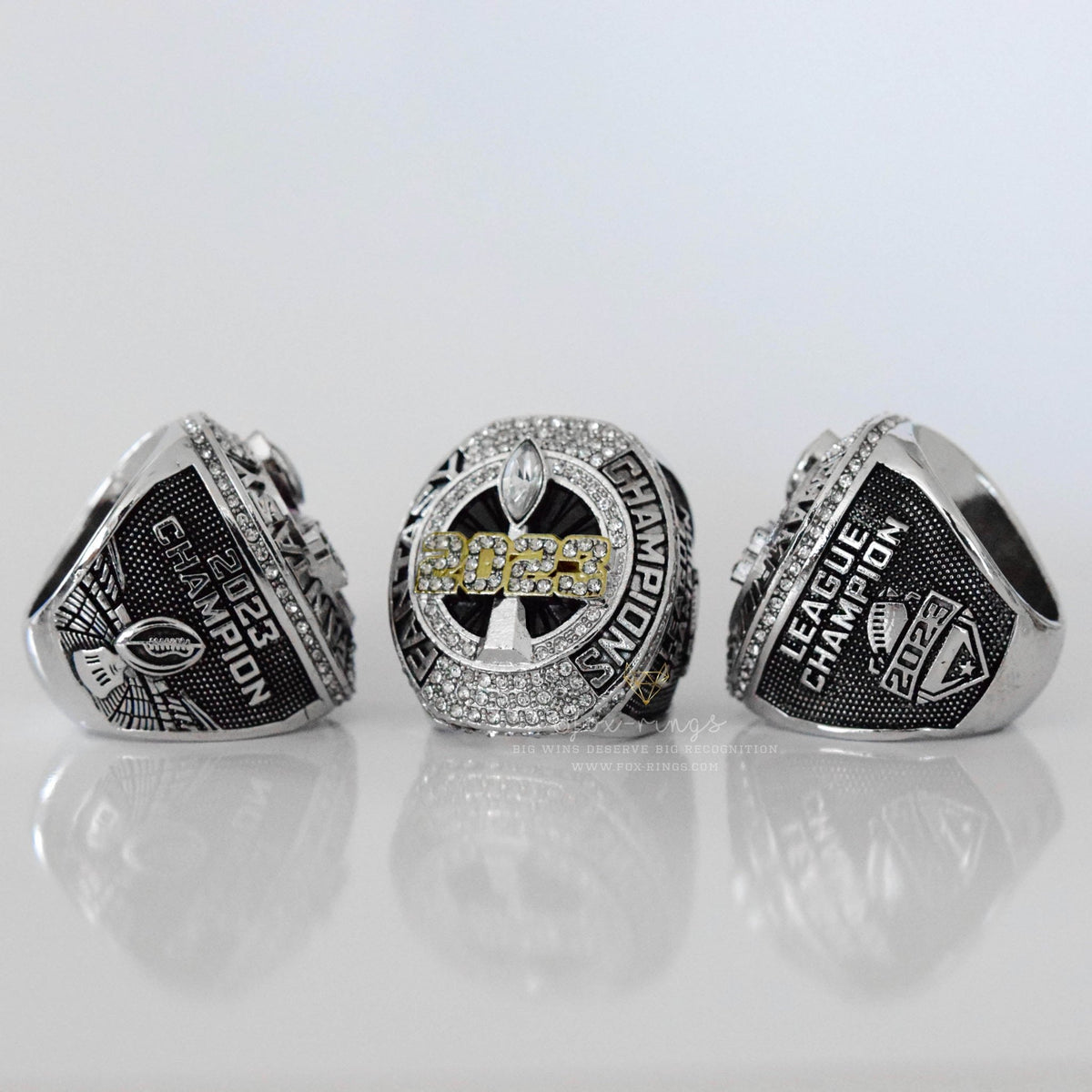 Fantasy 2023 League Champion (Dynasty Champ) CUSTOM NAME (2 Custom Sides) - FoxRings Exclusive - FFL Football Championship Ring - Fox - Rings