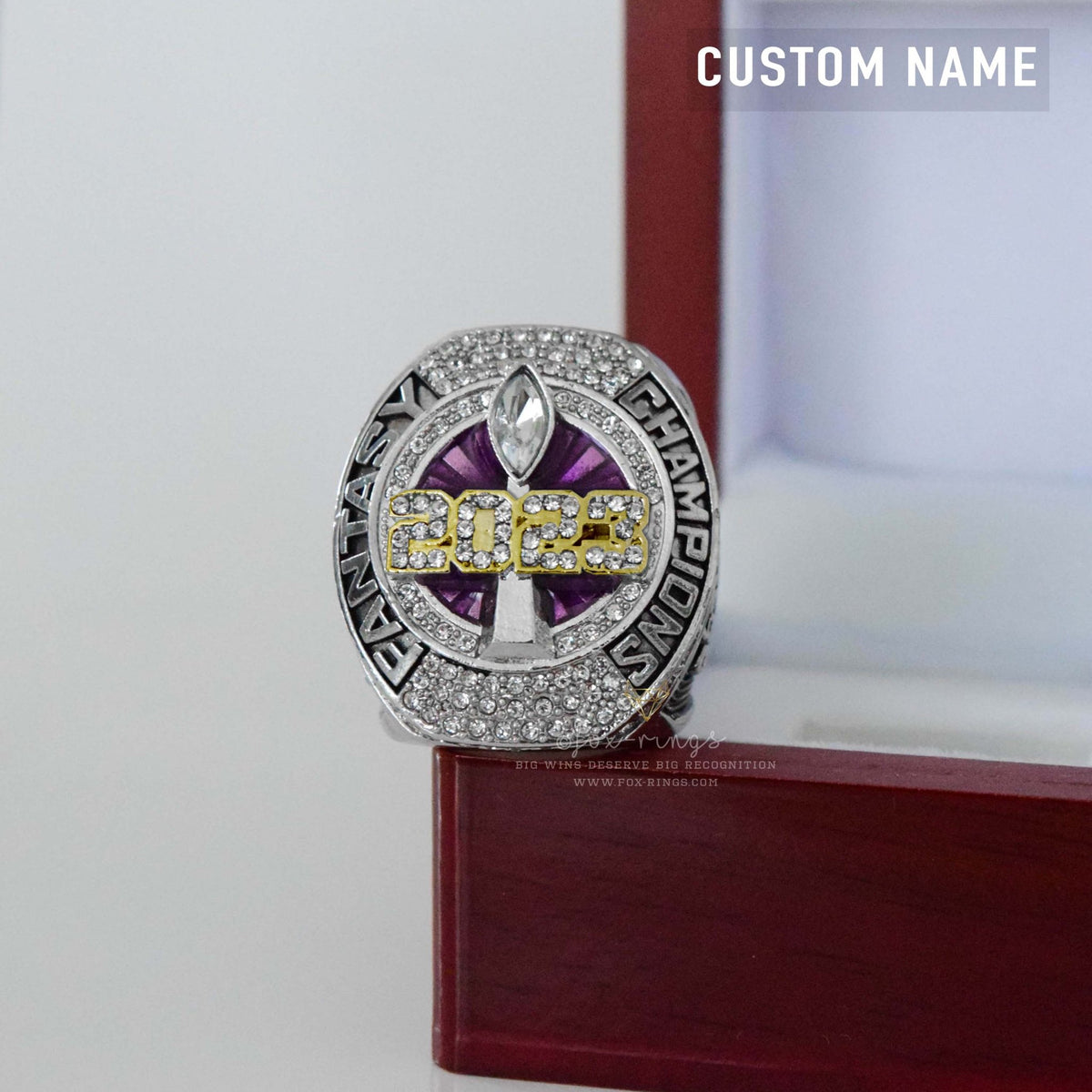 Fantasy 2023 League Champion (Dynasty Champ) CUSTOM NAME (2 Custom Sides) - FoxRings Exclusive - FFL Football Championship Ring - Fox - Rings