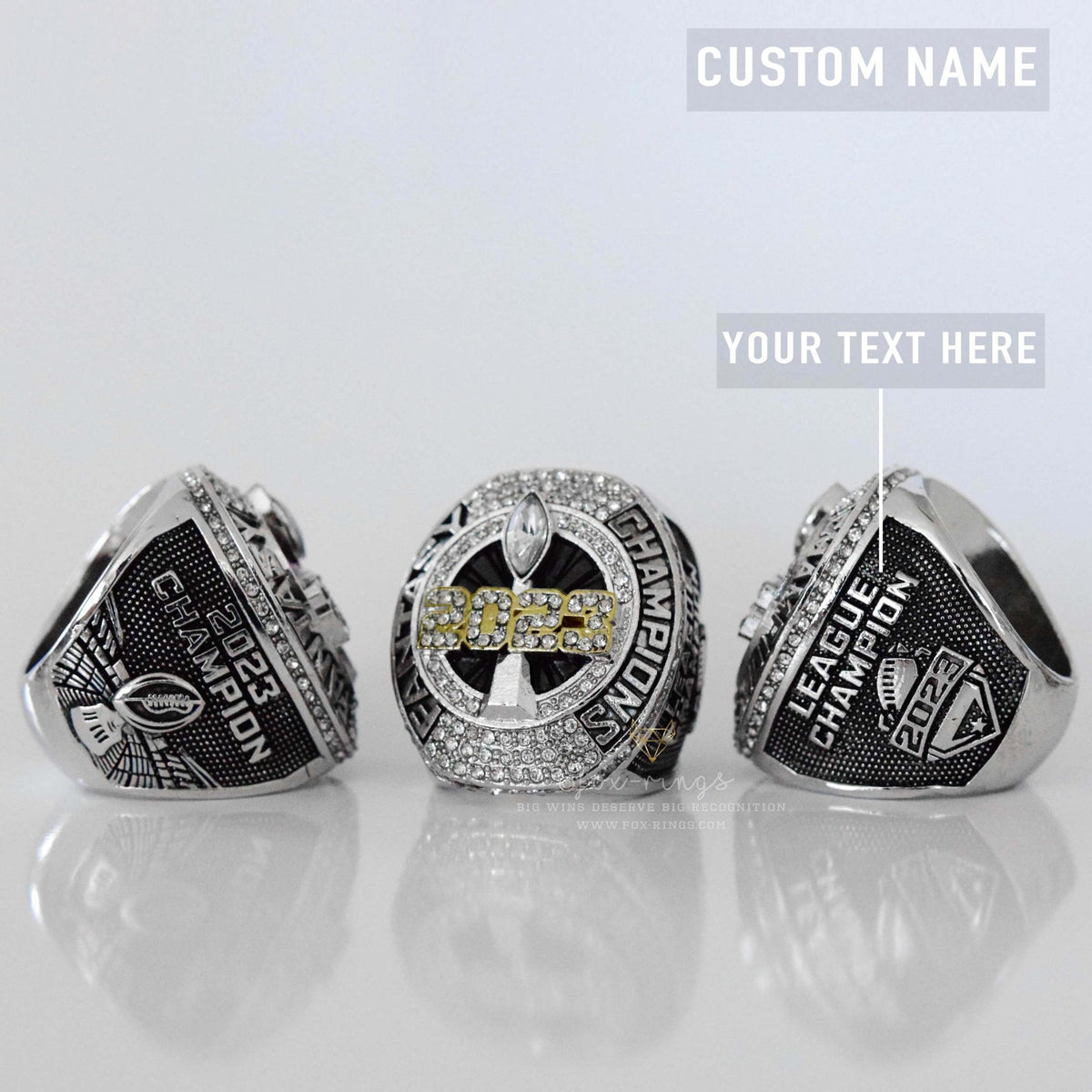 Fantasy 2023 League Champion (Dynasty Champ) CUSTOM NAME - FoxRings Exclusive - FFL Football Championship Ring - Fox - Rings