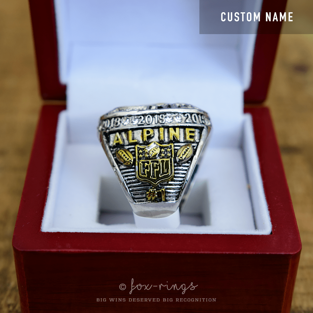 Fantasy Football League (2019) - CUSTOM NAME Championship Ring (Golden Football) - Fox - Rings