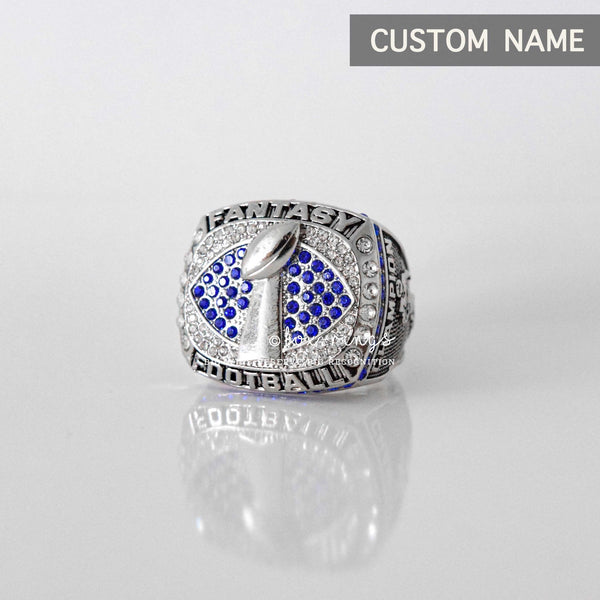 Fantasy Football League (2021) - CUSTOM NAME Championship Ring (Blue Stone) - Fox - Rings