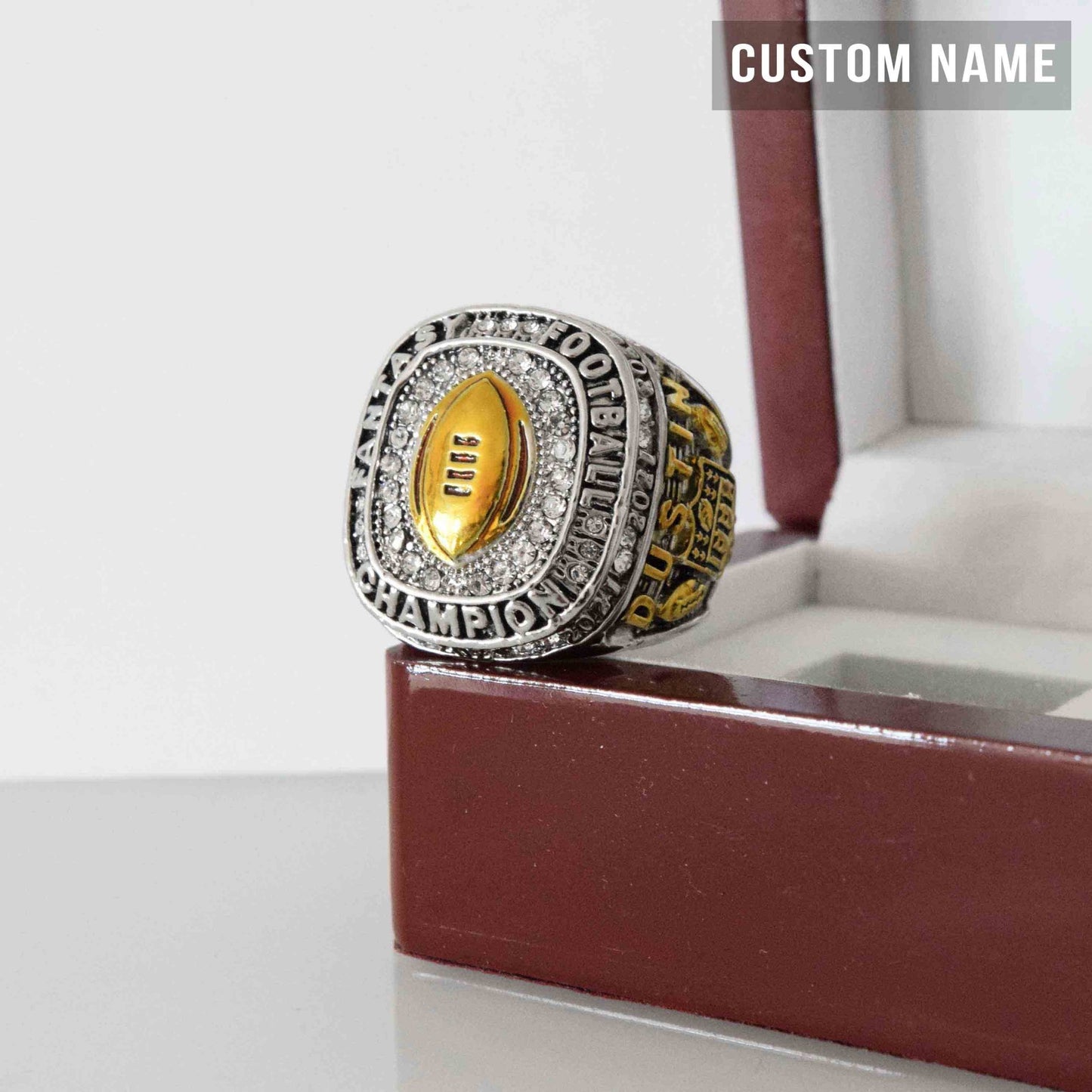 Fantasy Football League (2022) - CUSTOM NAME Championship Ring (Golden Football) - Fox - Rings