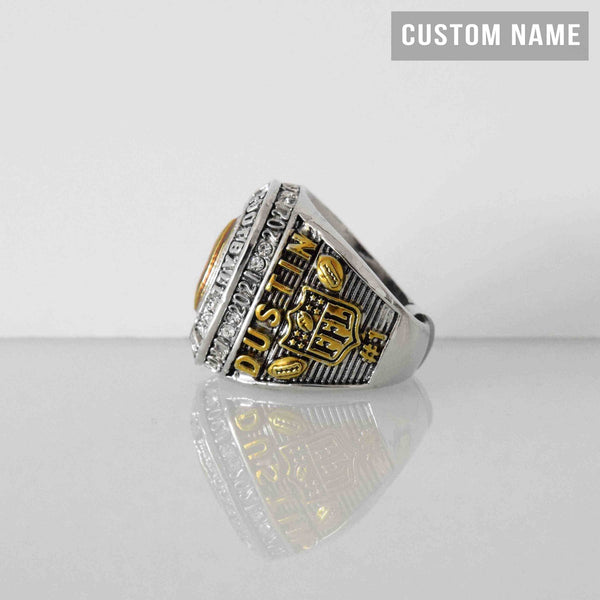 Fantasy Football League (2022) - CUSTOM NAME (Golden Football) Championship Ring (2 Custom Sides) - Fox - Rings