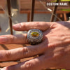 Fantasy Football League (2022) - CUSTOM NAME (Golden Football) Championship Ring (2 Custom Sides) - Fox - Rings