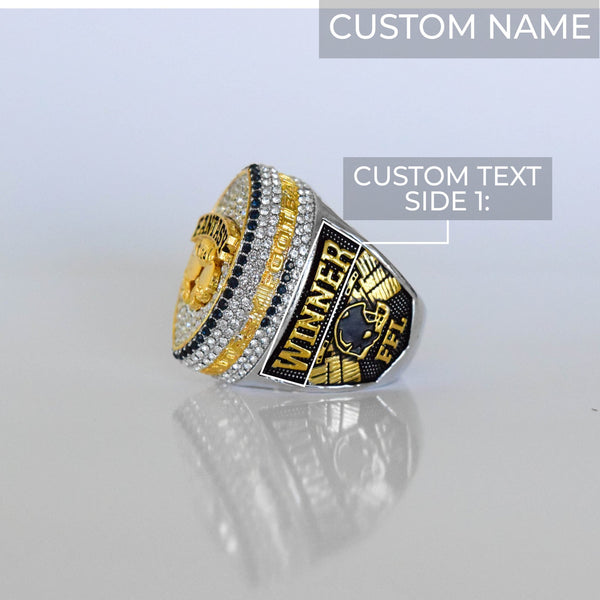 Fantasy Football League (2024) - CUSTOM NAME (2 Custom Sides) Championship Ring (Football Helmets Design) - Fox - Rings
