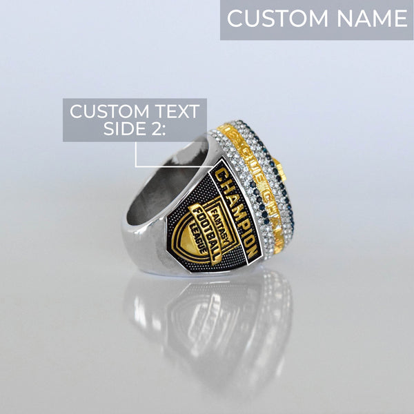 Fantasy Football League (2024) - CUSTOM NAME (2 Custom Sides) Championship Ring (Football Helmets Design) - Fox - Rings
