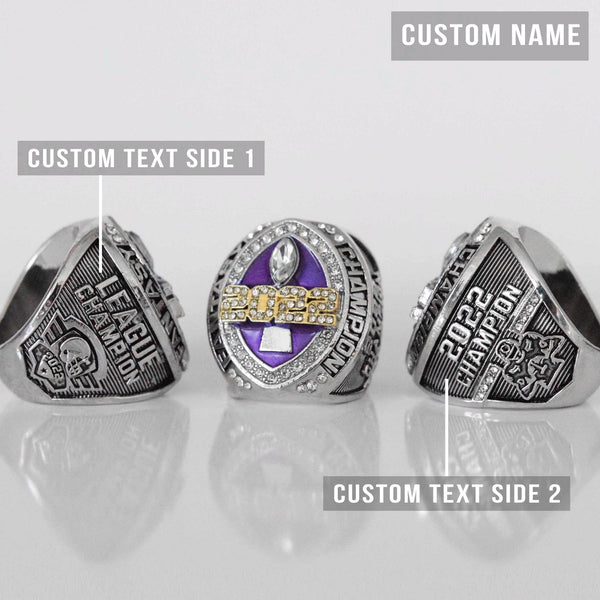 FFL FANTASY Football Champion 2022 (FoxRings Exclusive) CUSTOM NAME (Colored Top) Championship Ring (2 Custom Sides) - Fox - Rings
