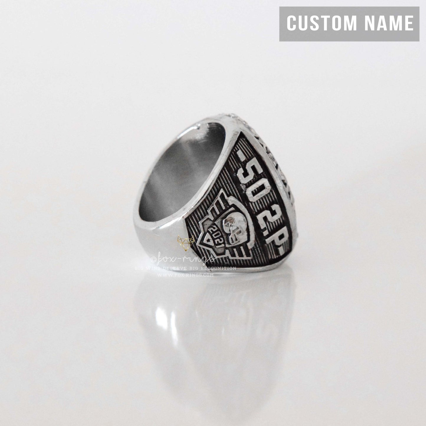 FFL FANTASY Football Champion 2022 (FoxRings Exclusive) CUSTOM NAME (Colored Top) Championship Ring (2 Custom Sides) - Fox - Rings