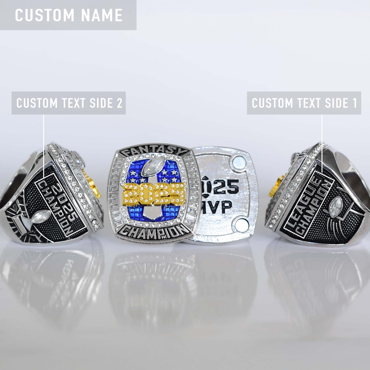 Flagship 2025 Fantasy League Champion CUSTOM NAME (2 Custom Sides) - FoxRings Exclusive - FFL Football Championship Ring