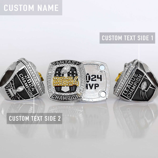 Flagship 2024 Fantasy League Champion CUSTOM NAME (2 Custom Sides) - FoxRings Exclusive - FFL Football Championship Ring - Fox - Rings