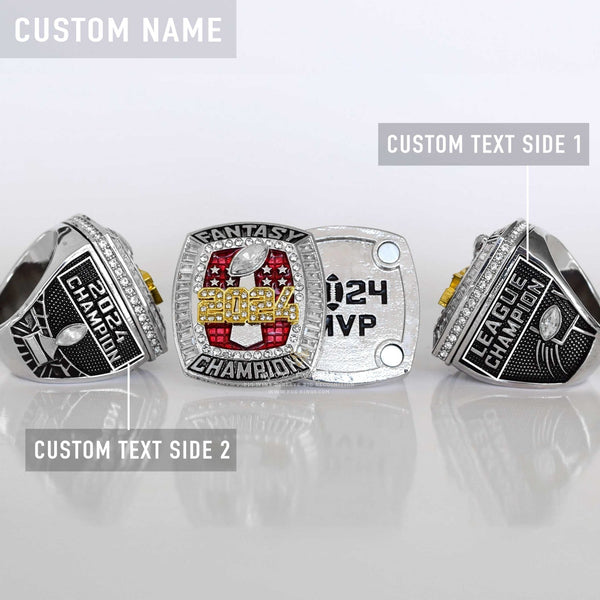 Flagship 2024 Fantasy League Champion CUSTOM NAME (2 Custom Sides) - FoxRings Exclusive - FFL Football Championship Ring - Fox - Rings