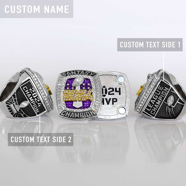 Flagship 2024 Fantasy League Champion CUSTOM NAME (2 Custom Sides) - FoxRings Exclusive - FFL Football Championship Ring - Fox - Rings