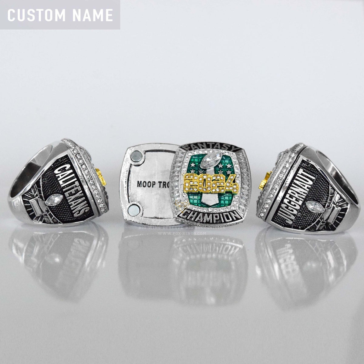 Flagship 2024 Fantasy League Champion CUSTOM NAME (2 Sides and Inside) - FoxRings Exclusive - FFL Football Championship Ring - Fox - Rings