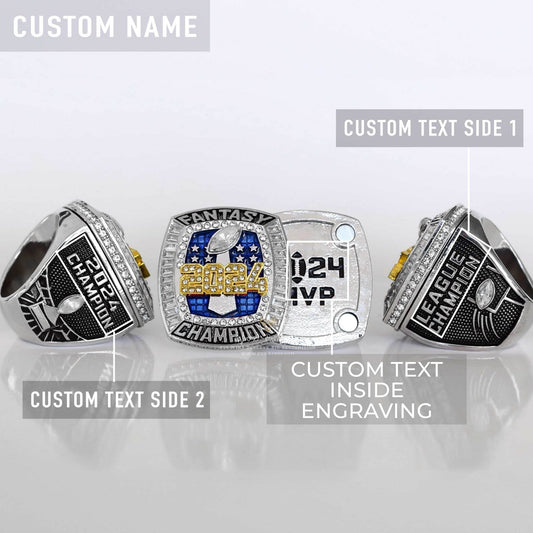 Flagship 2024 Fantasy League Champion CUSTOM NAME (2 Sides and Inside) - FoxRings Exclusive - FFL Football Championship Ring - Fox - Rings