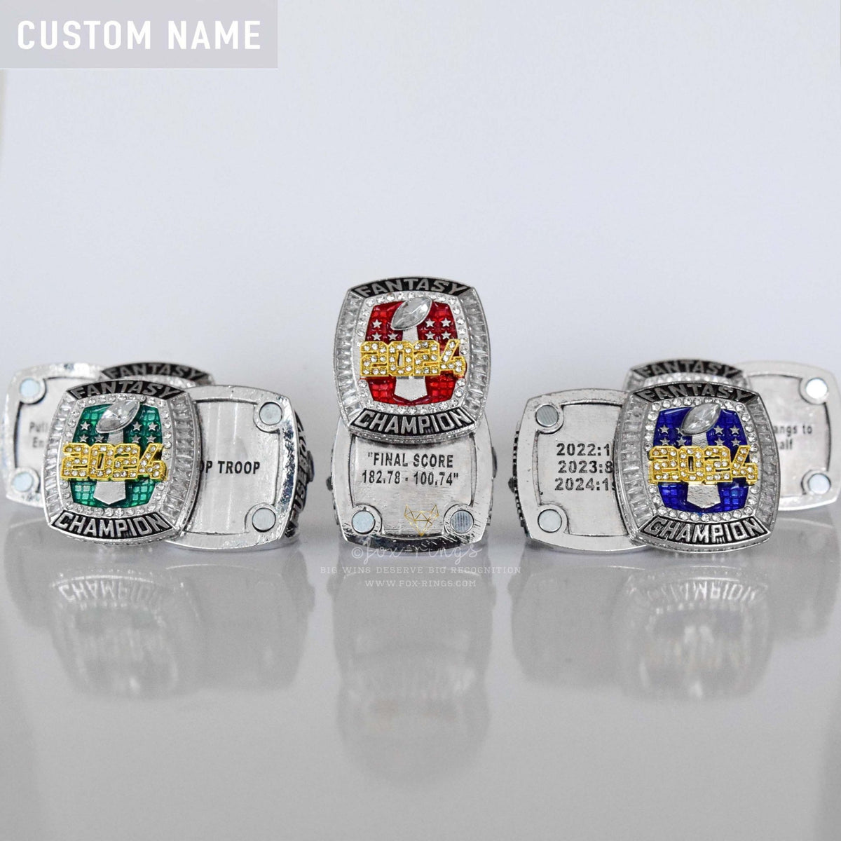 Flagship 2024 Fantasy League Champion CUSTOM NAME (2 Sides and Inside) - FoxRings Exclusive - FFL Football Championship Ring - Fox - Rings