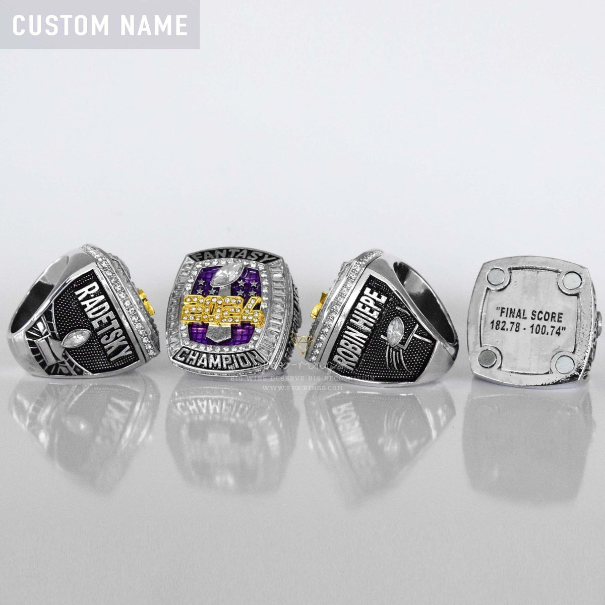 Flagship 2024 Fantasy League Champion CUSTOM NAME (2 Sides and Inside) - FoxRings Exclusive - FFL Football Championship Ring - Fox - Rings