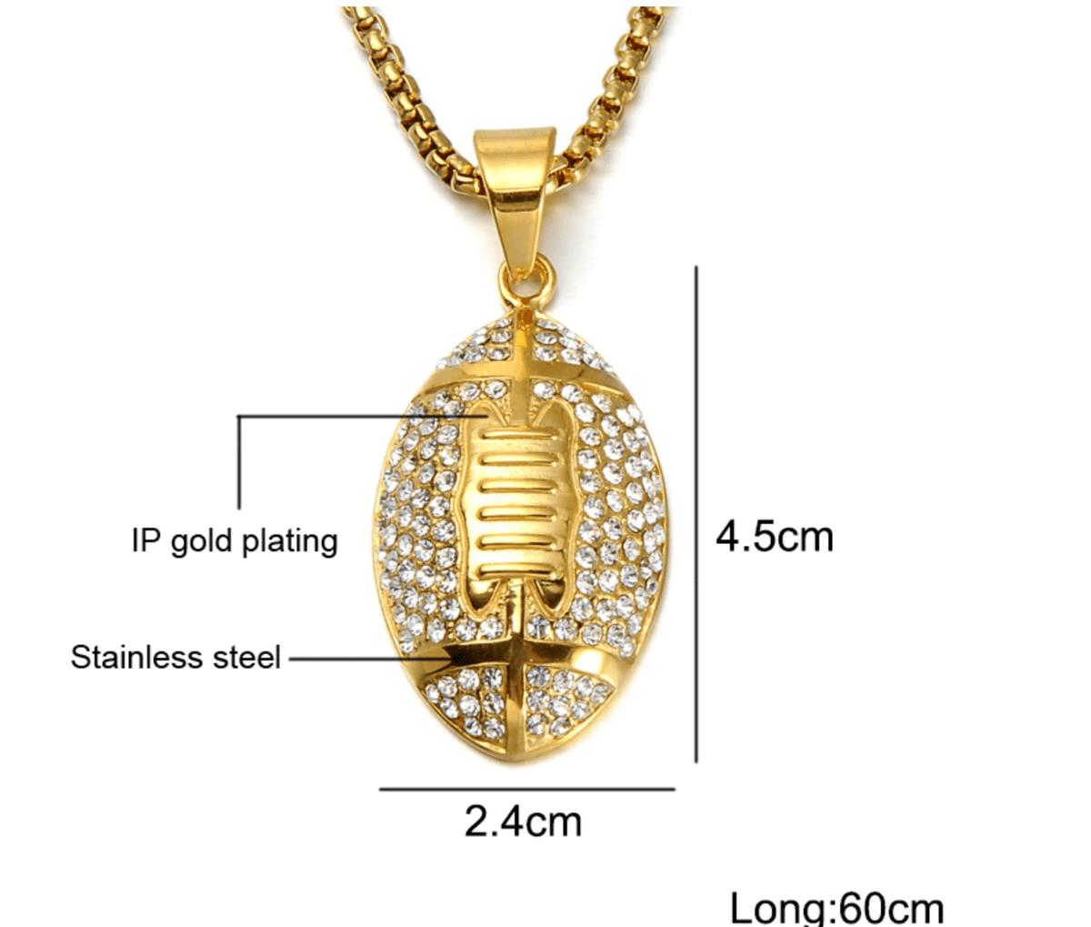 Golden Football - Cubic Zirconia (Stainless Steel) Necklace - Fox - Rings