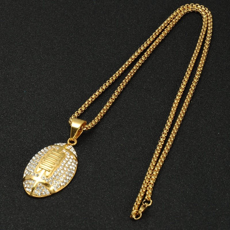 Golden Football - Cubic Zirconia (Stainless Steel) Necklace - Fox - Rings