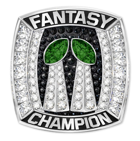 2 Time Fantasy League Champion CUSTOM NAME (2 Custom Sides and Football Diamond)- FoxRings Exclusive - Back to Back FFL Football Championship Ring