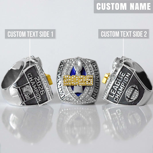 Fantasy 2026 GRIDIRON League Champion - CUSTOM NAME (2 Custom Sides)- FoxRings Exclusive - FFL Football Championship Ring